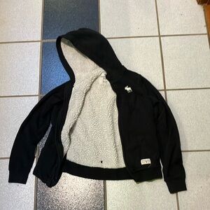 Abercrombie Kids Black and White Lined Zip Up Hoodie